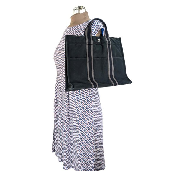 Hermès Black Cotton Canvas Fourre Tout MM Casual Snap Tote Bag Made in France - Picture 11 of 11